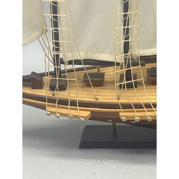 sail ship wood figurine display boat collectable 14x13" brown white latter's REA - Picture 4 of 16